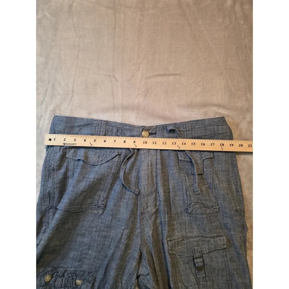 Sean John Mens Cargo Shorts Size 34 Blue Chambray Utility Military Y2K Cotton